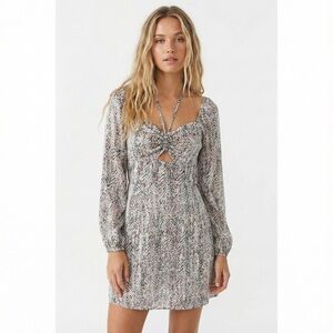 NWOT Aqua Animal Print Halter Mini Dress Medium Leopard Open Back Cocktail Party